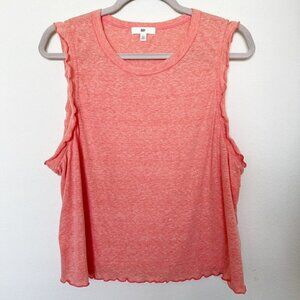 Bp ruffle Lettuce trim T-shirt LARGE knit tank top shirt sleeveless coral NEW